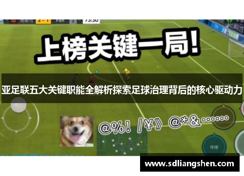 亚足联五大关键职能全解析探索足球治理背后的核心驱动力